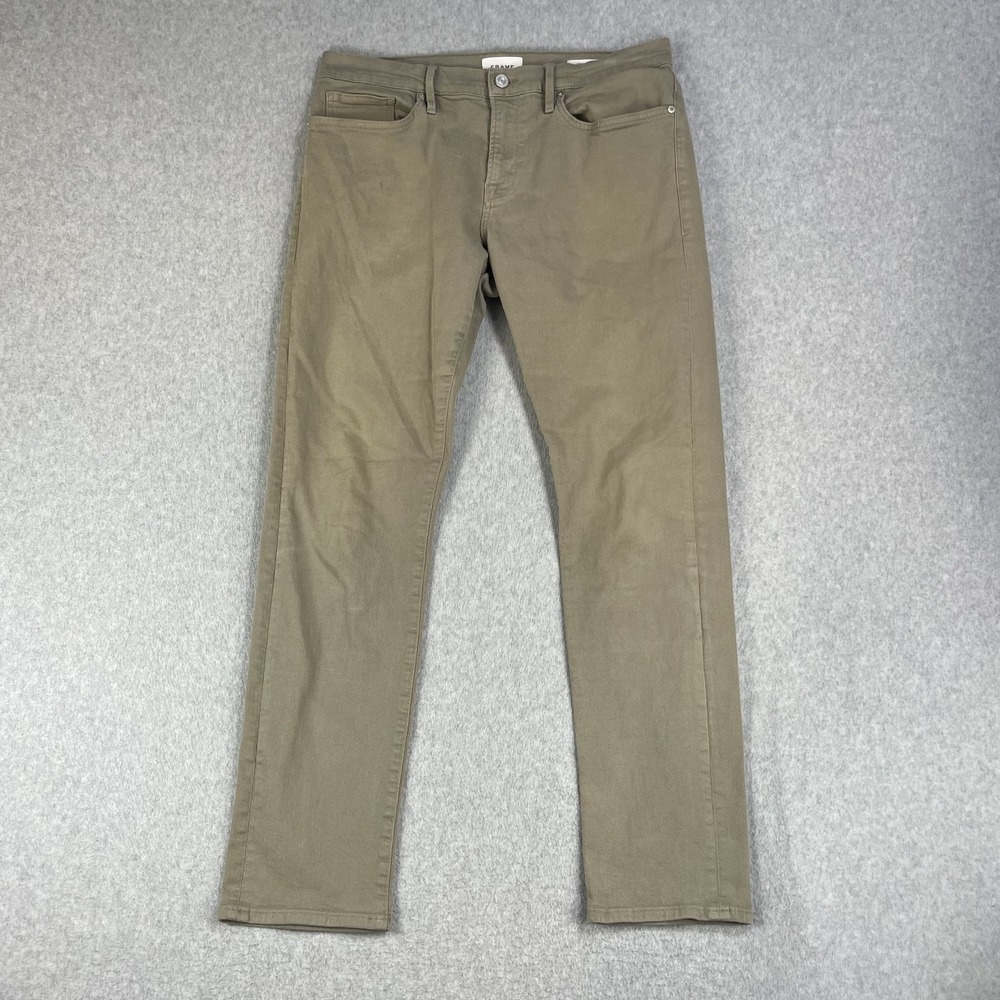 FRAME Mens 34 (Fits 32x31) L'Homme Slim Fit Beige Stretch Jeans Pants Designer